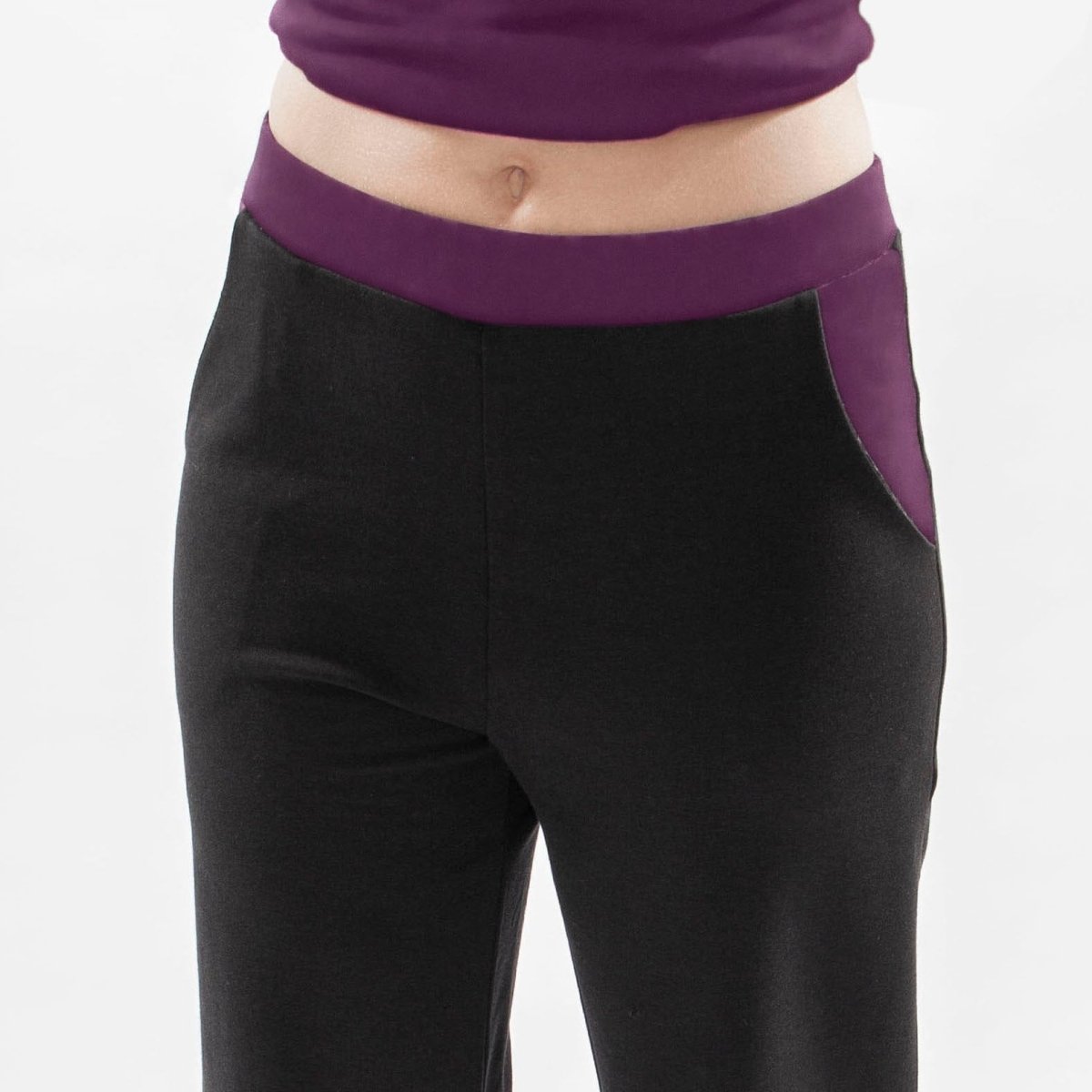 Taille du pantalon de détente Séville noir et accent prune