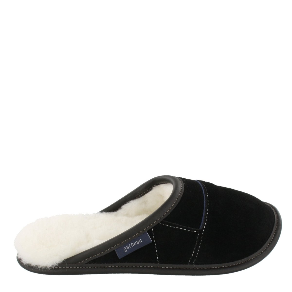 Pantoufle mouton et suède noir pour homme de style mule