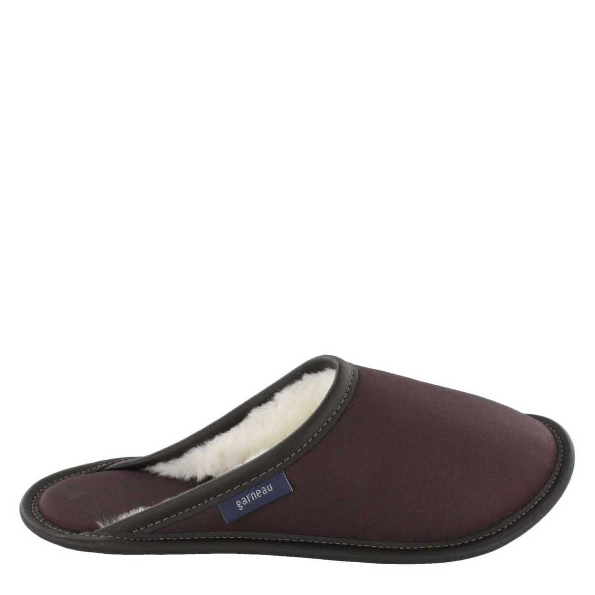 Pantoufle mouton et microfibre prune pour femme de style mule
